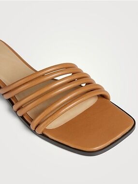 FRAME Le Capri Strappy Slide Sandal Cognac Leather Quiet Luxury Resort Chic